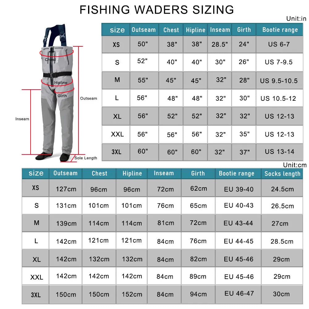 Breathable Zip-Front Chest Fishing Waders