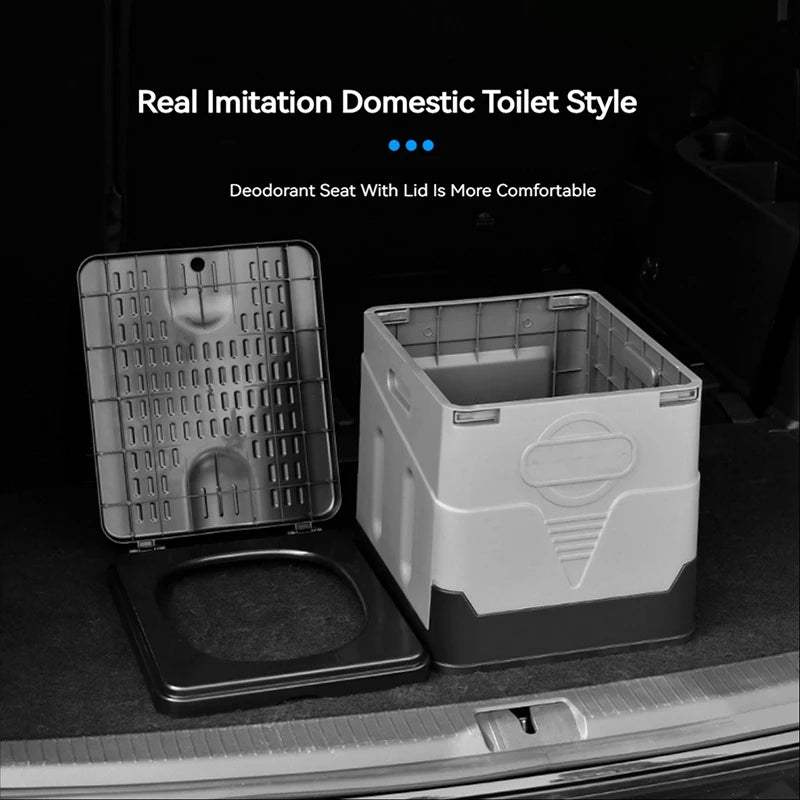 Folding Toilet, Portable, Collapsible, Anti-Odor Storage Box