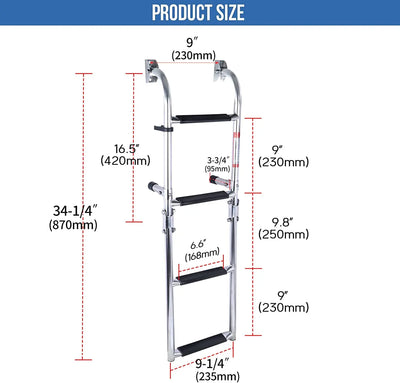 4 Step Folding Ladder Stainless Steel Pontoon Ladder