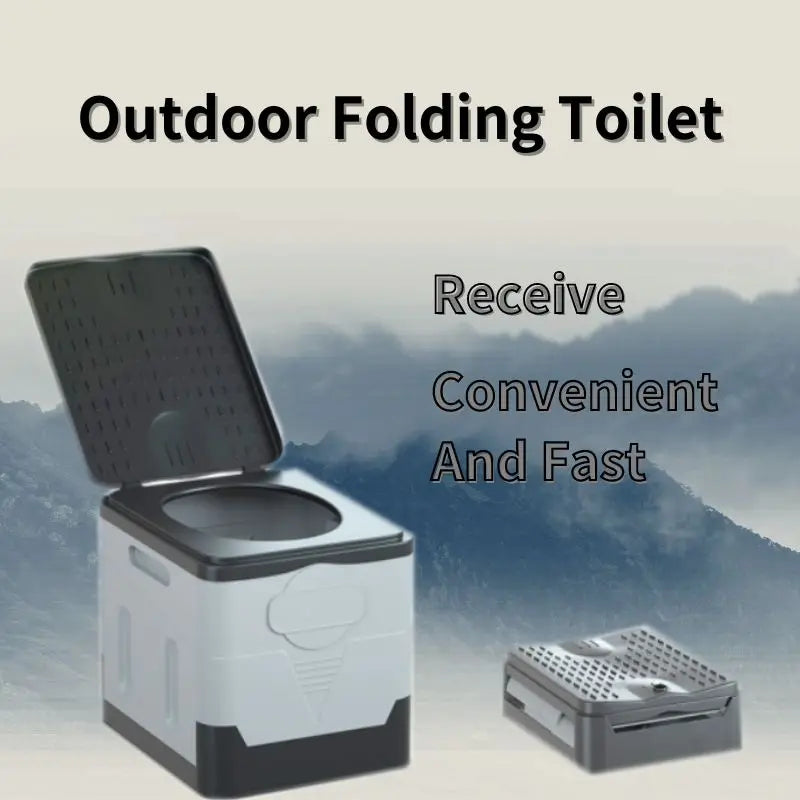 Folding Toilet, Portable, Collapsible, Anti-Odor Storage Box