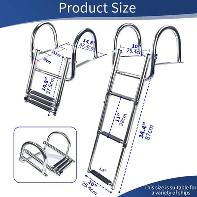 Stainless Steel Boat Boarding Telescoping Ladder